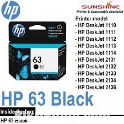 HP 63 Original Only Ink Black Cartridge